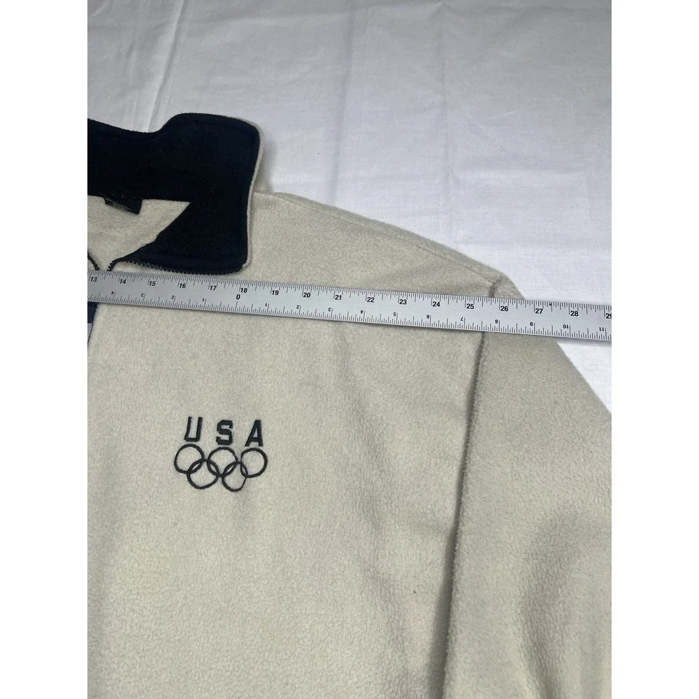 USA Olympics Fleece Jacket Adult Large Beige‎ Logo Made in USA XXLarge